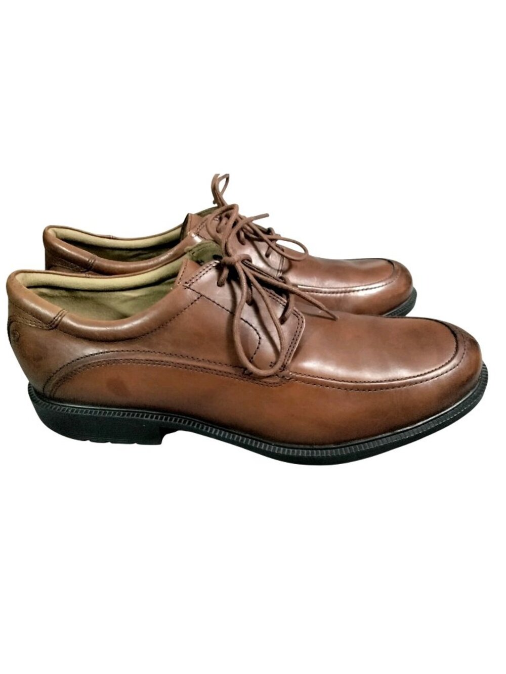 Rockport Men's Charles Road Brown Leather Apron Toe Dress Oxford Shoe Size 12
